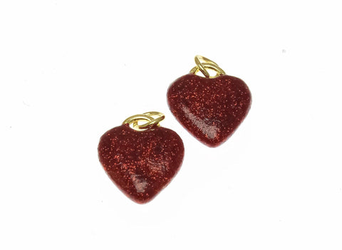 18k Gold Enamel Chery Red Heart Charm, Gold Heart charm, Minimalist Gold Heart charm, Dainty Heart Charm, CPG2343