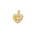 Gold Puff Heart Charm,Puff Heart Charm With CZ,Heart Charm For Jewelry Making,Fluted Heart Charm,Ribbed Puff Heart Pendant,CPG2460