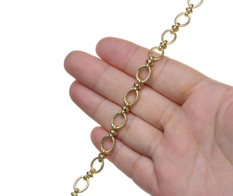 Gold Oval Twisted Braided Chain,Twisted Oval Rope Link Chain For Jewelry Making,Oval Chain For Necklace And Bracelet,CHG0083