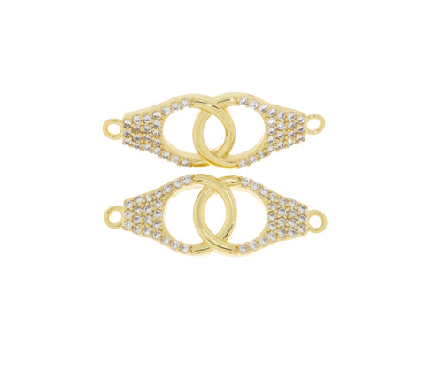 Handcuff Bracelet Connector Charm,Gold Handcuff CZ Connector Charm,Pave Hand cuff  For Jewelry Making,CNG053