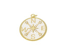 18k Gold Compass Charm or Pendant, Medallion Charm, Travel Charm, North Star Charm, Dainty CZ Compass Pendants, CPG1667,CPG1668