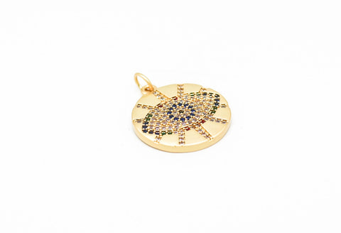 Matte Gold,Silver Evil Eye Rainbow cz Pendant,CP140