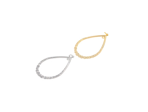 18k Gold or Silver Medium Sized Hoop Earring or Necklace Component For DIY Jewelry, Hammered Gold Texture, CPG1517, CPS1517