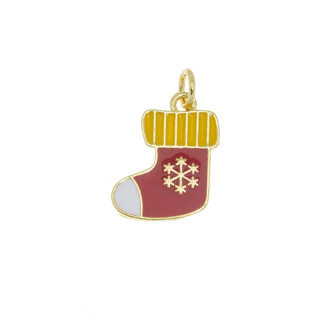 Christmas stocking Socks Charm,Enamel Stocking Charm For Christmas,Santa Stocking Charm,Santa Clause Stocking Charm,CPG709