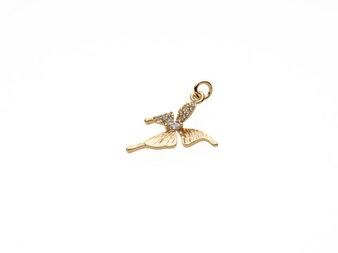 CZ Paved Gold Butterfly, Sparkly Butterfly charm for necklace or earrings, Dainty charm, CPG772