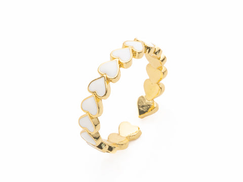 Colorful Gold Enamel Heart Ring, adjustable heart ring, friendship rings, stackable ring, minimalist, ring for layering, RGG001