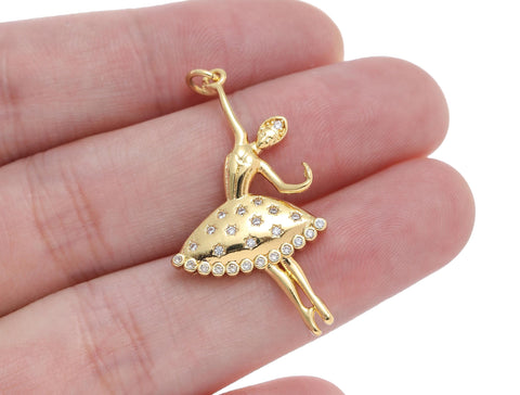 18k Gold Ballerina Figurine charm, ballerina, Pointe Shoes, Gifts for her, Gifts for dancers, Ballet core, Dancer core, CPG2200