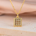 Gold Square Shape Elegant Dainty Charm,Pave Set With Sparkly Stones,CPG319