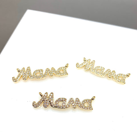 Gold or Silver Mama cz set cursive wordings pendant, Mother’s Day, Mother’s Day Gift, MAMA, Love Our Moms, 1 pc or 10pcs, Wholesale,CNG030