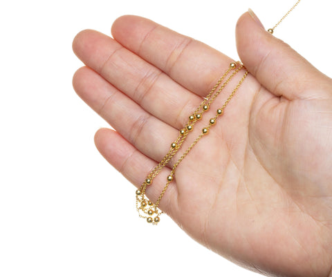 Gold Bead Ball Chain,3MM Satellite Bead Ball Chain For Jewelry Making,Alternating Beaded Chain,Chain For Necklace And Bracelet,CHG070