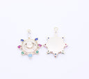 Gold or Silver rainbow Cz Round Eye Charm, Eye Protection, 14x17mm eye guardian, guardian pendant,CPG359-CPS359
