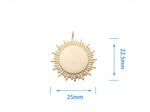 Gold Sun Medallion Pendant, sunray pendant, Warmth of sun pendant, Minimal Celestial Pendant, Sun Tarot Jewelry, Sunshine Necklace, CPG2101