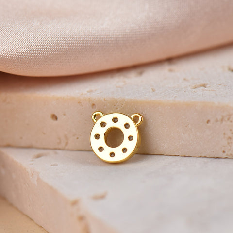 Gold Disc Connector, Micro Pave CZ  Circle Connector Charm,CNG054
