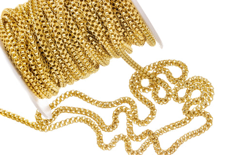 Gold Round Snake Chain,Round Lacy 4mm Chain,Gold Lacy Round Chain For Jewelry Making,Chain For Necklace And Bracelet,CHG0056
