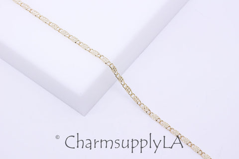 Gold Flatten link Chain, 2.8x6.6mm, Good for Bracelet, Layering Necklace or Anklet, 1 ft or 10 ft or 30 feet, WHOLESALE, CHG036