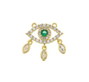Gold Pave Evil Eye Connector Necklace Charm,CZ Evil Eye Connector Charm,Evil Eye Connector With Baguette CZ,CNG057