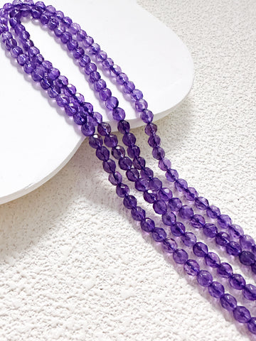 Vibrant Natural Amethyst Hand-Cut Beads, 4mm, Full Strand, Extra Sparkly, 100% Natural, WHOLESALE, AM-81