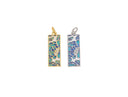 18k Gold or Silver CZ Bezel Set Shiny Rectangle Blue Mosaic Charm, Everyday wear Dainty Charm, Minimalist Jewelry, Artsy, CPG1577 CPS1577