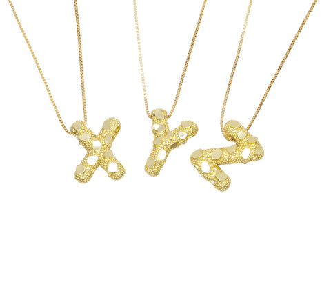 Golden Nugget Alphabet Slider Charms,Bubble Initial Charm,Textured Nugget Large Initial Charm,Birthday Balloon Letter Charm,CPG2468