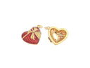 18k Gold Red cz full pave Heart Pendant, Ribbon detailing, Sparkly Polished Red Heart Pendant, Simple and elegant, My Valentine, CPG2198