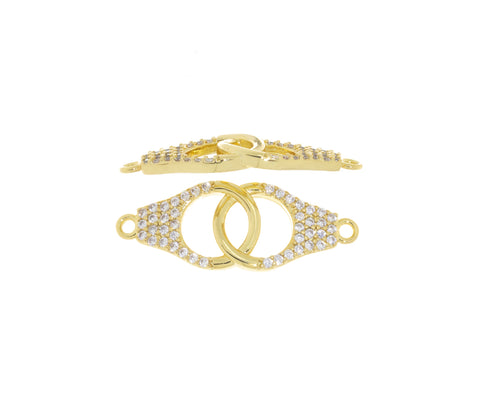 Handcuff Bracelet Connector Charm,Gold Handcuff CZ Connector Charm,Pave Hand cuff  For Jewelry Making,CNG053
