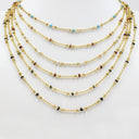 Detailed Gold Bead & Multicolor Enamel Accent Chain Necklace, NLG1074