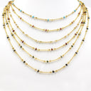 Detailed Gold Bead & Multicolor Enamel Accent Chain Necklace, NLG1074