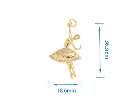18k Gold Ballerina Figurine charm, ballerina, Pointe Shoes, Gifts for her, Gifts for dancers, Ballet core, Dancer core, CPG2200