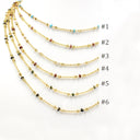 Detailed Gold Bead & Multicolor Enamel Accent Chain Necklace, NLG1074