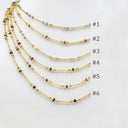 Detailed Gold Bead & Multicolor Enamel Accent Chain Necklace, NLG1074