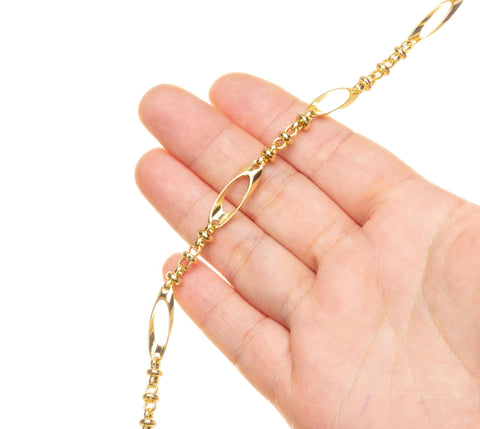 Gold Oval Link Alternating Chain,Shiny Smooth Gold Chain For Jewelry Making,Mix Oval And Round Link Chain For Necklace And Bracelet,CHG098