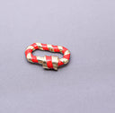 Red/Gold Enamel 13x19mm Small Candy Cane Carabiner lock, Screw Clasp, Screw on Clasp,  CLG086