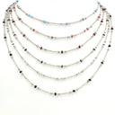 Detailed Gold Bead & Multicolor Enamel Accent Chain Necklace, NLG1074