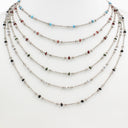 Detailed Gold Bead & Multicolor Enamel Accent Chain Necklace, NLG1074