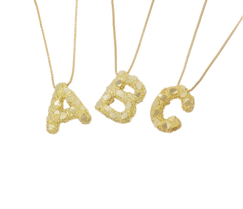 Golden Nugget Alphabet Slider Charms,Bubble Initial Charm,Textured Nugget Large Initial Charm,Birthday Balloon Letter Charm,CPG2468