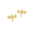 Water Proof, Tarnish Proof Gold Dragonfly, Wisdom, Adaptability Charm, For Necklace or earrings, Boho Chic, SSPG023 Dragonfly