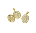 Open Hand Virgin Mary Locket Charm,Gold Religious Locket Charm For Necklace,Photo Locket Charm,Pave CZ Gold Locket Charm,CPG2532