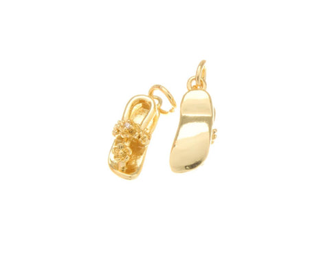 18k Gold Sandal, Gold Sandals, Golden Slippers Charm, Shoe lover Charm, Gifts for Her, CPG2462
