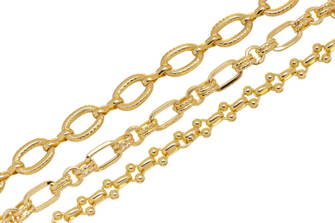 Oval And Round Ribbed And Smooth Gold Chains,wholesale Gold Chains For Jewelry Making,Rolo Link Gold Chain,CHG052,CHG053,CHG054
