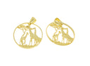 Giraffe Pendant Under African baobab Tree ,Large Giraffe Gold Charm,African Safari Giraffe Charm,CPG592