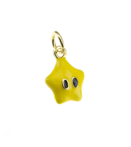 Yellow Star Face Charm,Starman Gold Star charm,Star Charm For Jewelry Making,Happy Face Star Charm,CPG1078