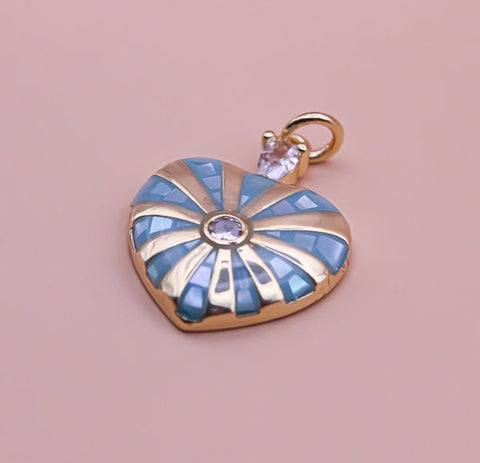 Mother of Pearl Mosaic Heart Pendant, 4 Colors, Love Pendant, Valentines day, White, Blue, Black, Pink, 1 pc or 10 pcs, WHOLESALE,CPG342