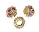 18k Gold Spacer With Ruby CZ, Gold Statement Piece Spacer, Super Sparkly Finish, Pave Spacer, SPG108
