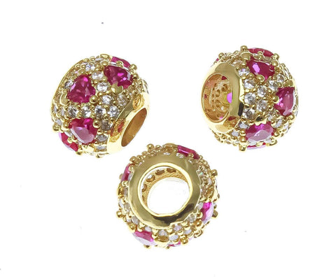 18k Gold Spacer With Ruby CZ, Gold Statement Piece Spacer, Super Sparkly Finish, Pave Spacer, SPG108