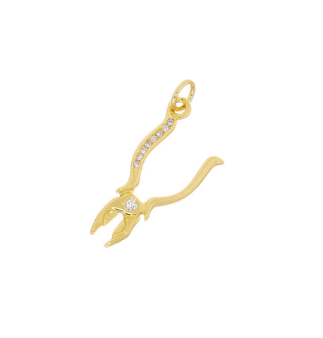 Gold Pliers Tool With CZ,Tool Charm For Handy Person,Pliers Charm For Jewelry Making,Household Repairs Dainty Pliers Charm,CPG2443