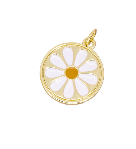 Daisy Flower Charm For Necklace,Enamel Daisy Flower Charm,Daisy Flower Charm For Jewelry Making,Spring Daisy Flower Charm,CPG2537