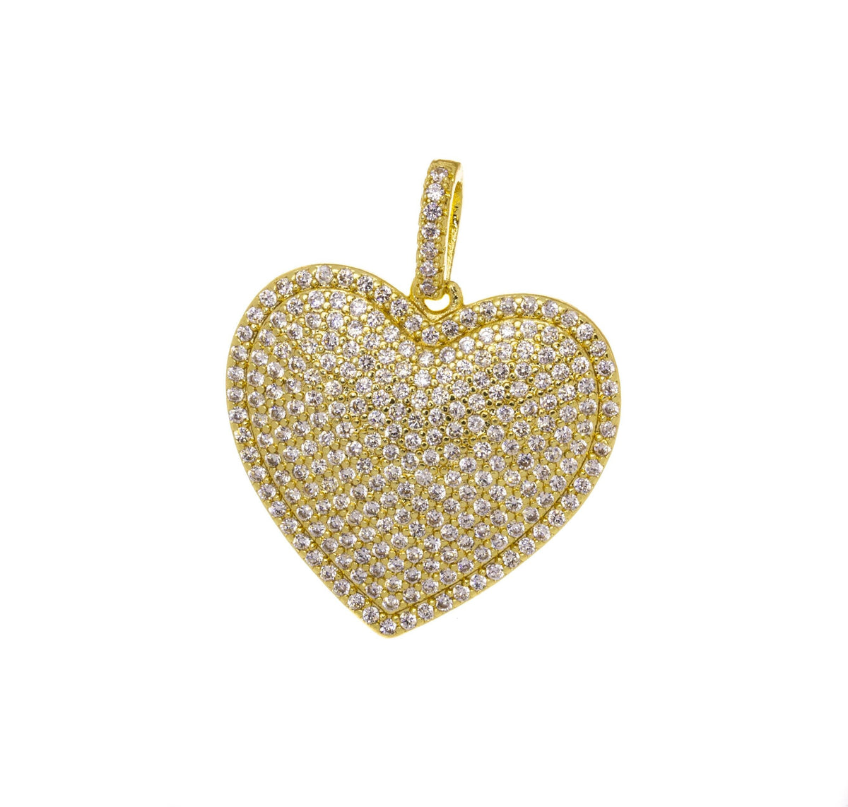 Gold pave Large Heart Charm,Heart Pendant For Necklace,CZ Gold Heart CharmCPG2151