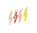 Lightning Bolt Gold Charm,Enamel Lightning Bolt Charm With CZ,Pave Lightning Bolt Pendant,CPG821