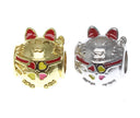18k Good Luck Cat Spacer Gold or Silver, Maneki-Neko, Lucky Cat, Money Cat, Good Luck Cat, SPG096