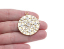 18k Gold Plated CZ Shiny medallion, Geometric CZ Medallion, Celestial, Super Sparkly Pendant, Maximalist Jewelry, Statement Piece, CPG1595